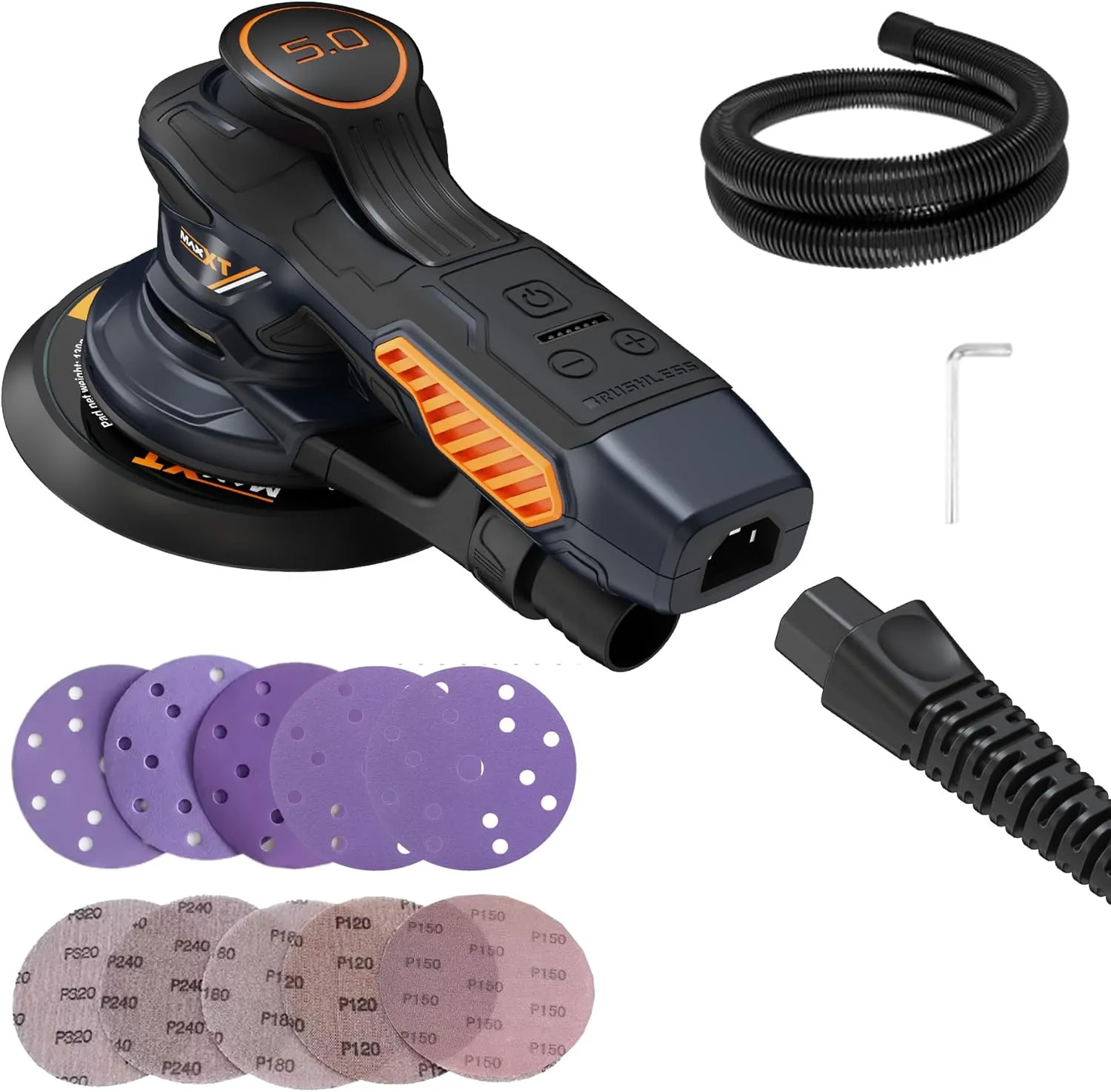 MAXXT Ramdon Orbital Sanders for 6inch, 10000 RPM Electric Orbital Sander with 10PCS Sandpapers, 6 Variable Speed Wood Sander for Woodworking/Sanding/Polishing
