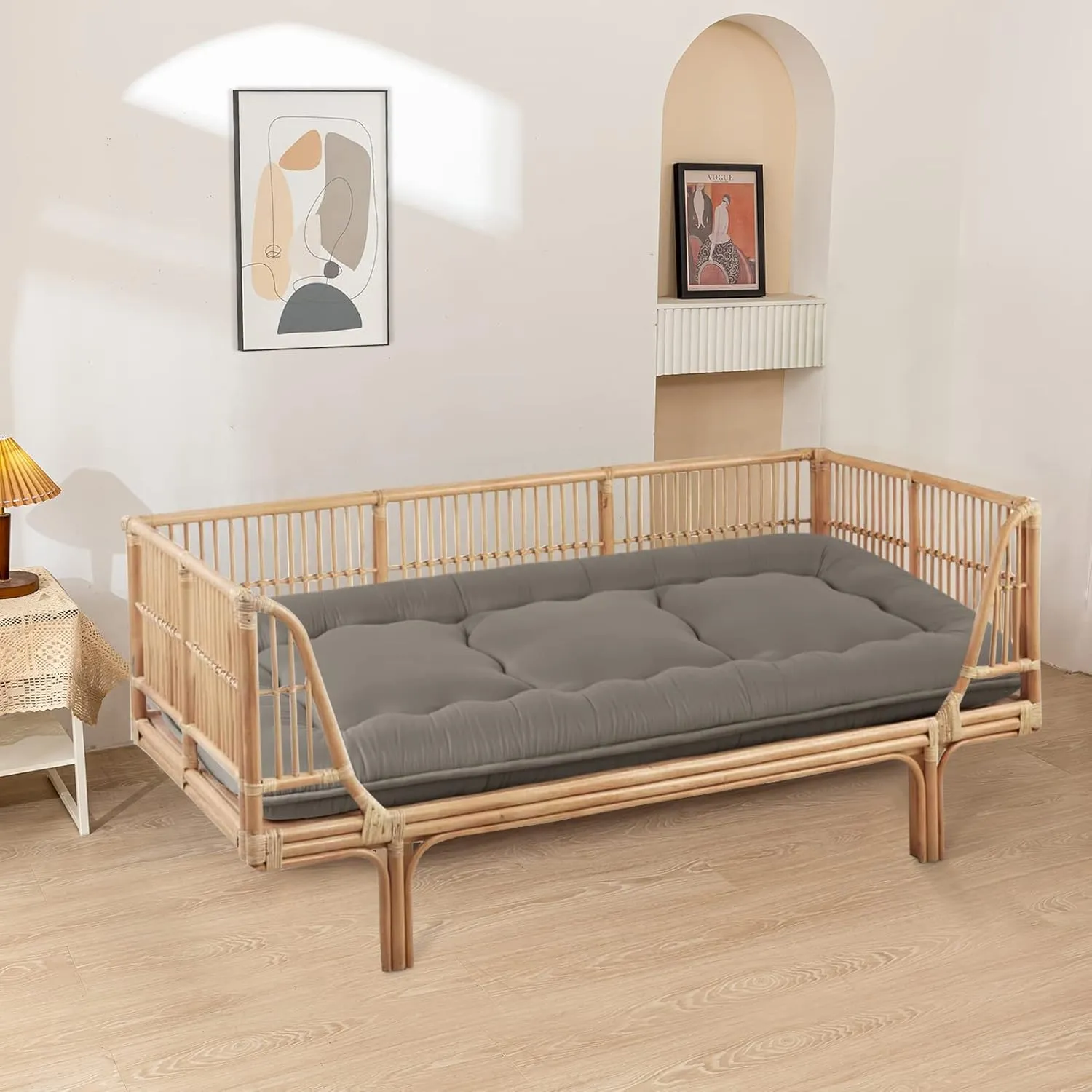 MAXYOYO Cot Mattress Charcoal Grey Floor Bed, Japanese Floor Mattress Futon Mattress Narrow Twin Mattress Single Bed Mattress Floor Mattress for Adults, Foldable Roll Up Camping Cot Mattress