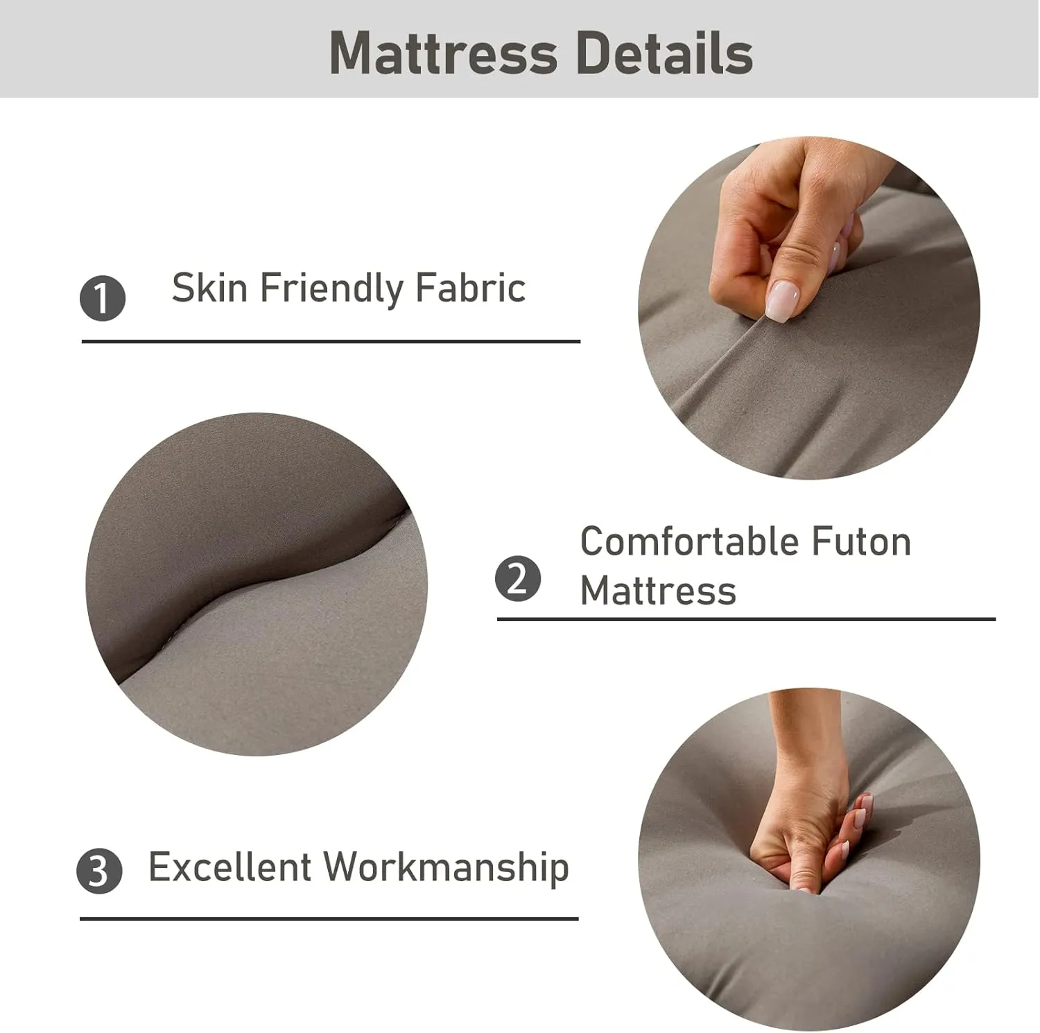 MAXYOYO Cot Mattress Charcoal Grey Floor Bed, Japanese Floor Mattress Futon Mattress Narrow Twin Mattress Single Bed Mattress Floor Mattress for Adults, Foldable Roll Up Camping Cot Mattress