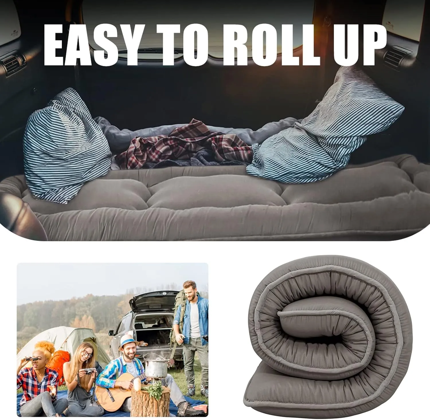 MAXYOYO Cot Mattress Charcoal Grey Floor Bed, Japanese Floor Mattress Futon Mattress Narrow Twin Mattress Single Bed Mattress Floor Mattress for Adults, Foldable Roll Up Camping Cot Mattress