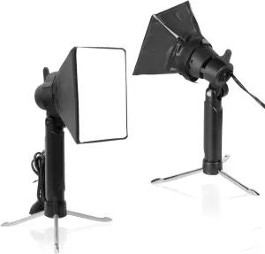 Meking Mini Softbox Photography Lighting Kit, Portable 4x4.8in Continuous Lighting LED Lamp with Collapsible Diffuser for Video Tabletop Studio Small Product Shooting, 2 Sets