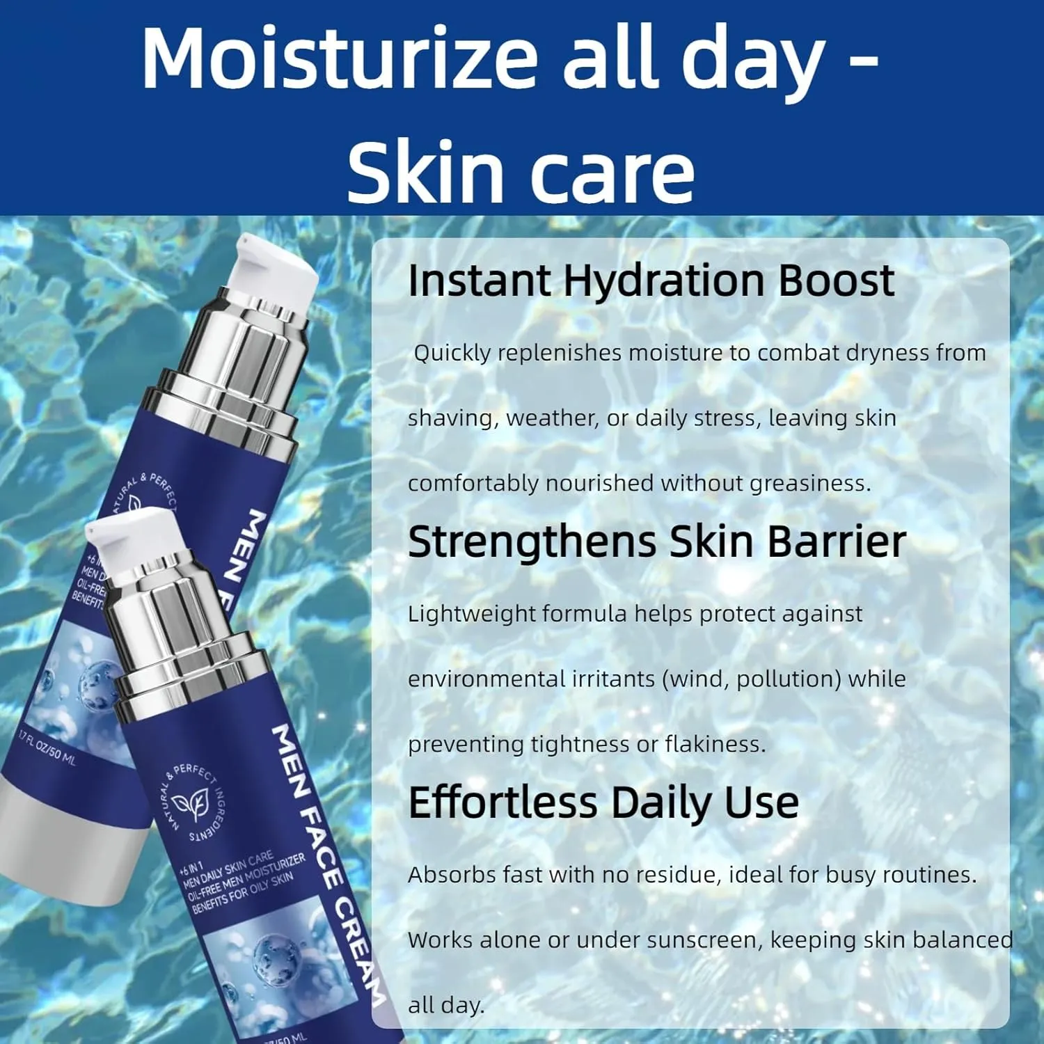Men Skin Care, Face Cream for Men, Men's Face & Skin Care Cream for Long-Lasting Hydration,2 pack