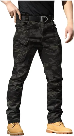 Mens Cargo Pants Water Resistant Relaxed Fit Hiking Work Pants Multi Pockets Flex Baggy Tactical Pants