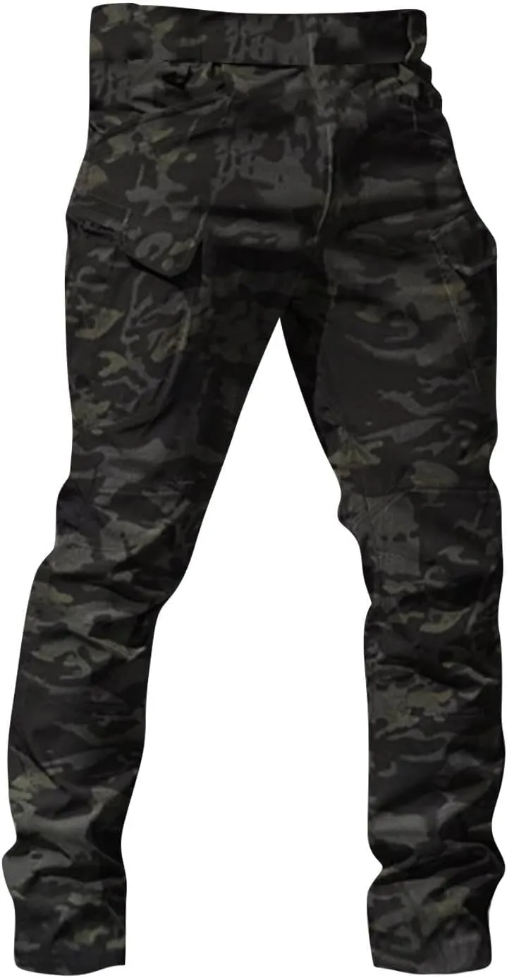 Mens Cargo Pants Water Resistant Relaxed Fit Hiking Work Pants Multi Pockets Flex Baggy Tactical Pants