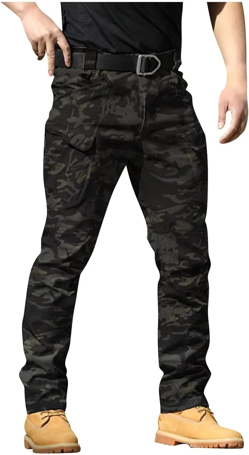 Mens Cargo Pants Water Resistant Relaxed Fit Hiking Work Pants Multi Pockets Flex Baggy Tactical Pants