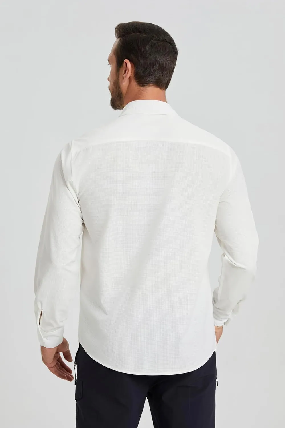 Mens Fishing Shirts Long Sleeve UPF 50  Sun Protection Quick Dry Cooling Hiking Travel Button Down Shirt Roll Up Sleeve