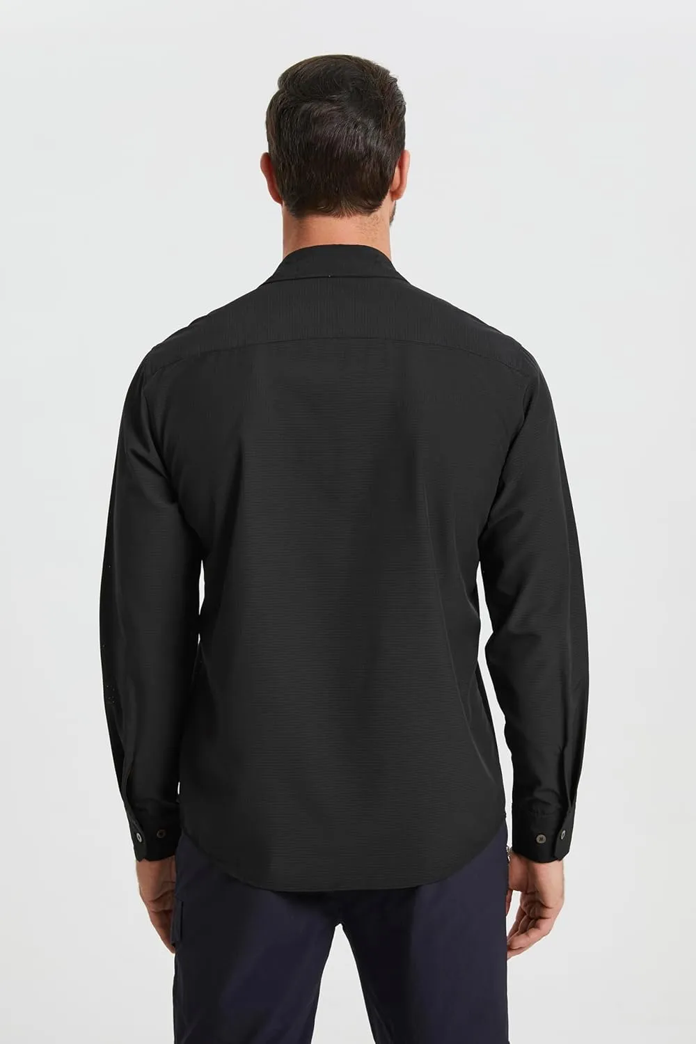 Mens Fishing Shirts Long Sleeve UPF 50  Sun Protection Quick Dry Cooling Hiking Travel Button Down Shirt Roll Up Sleeve