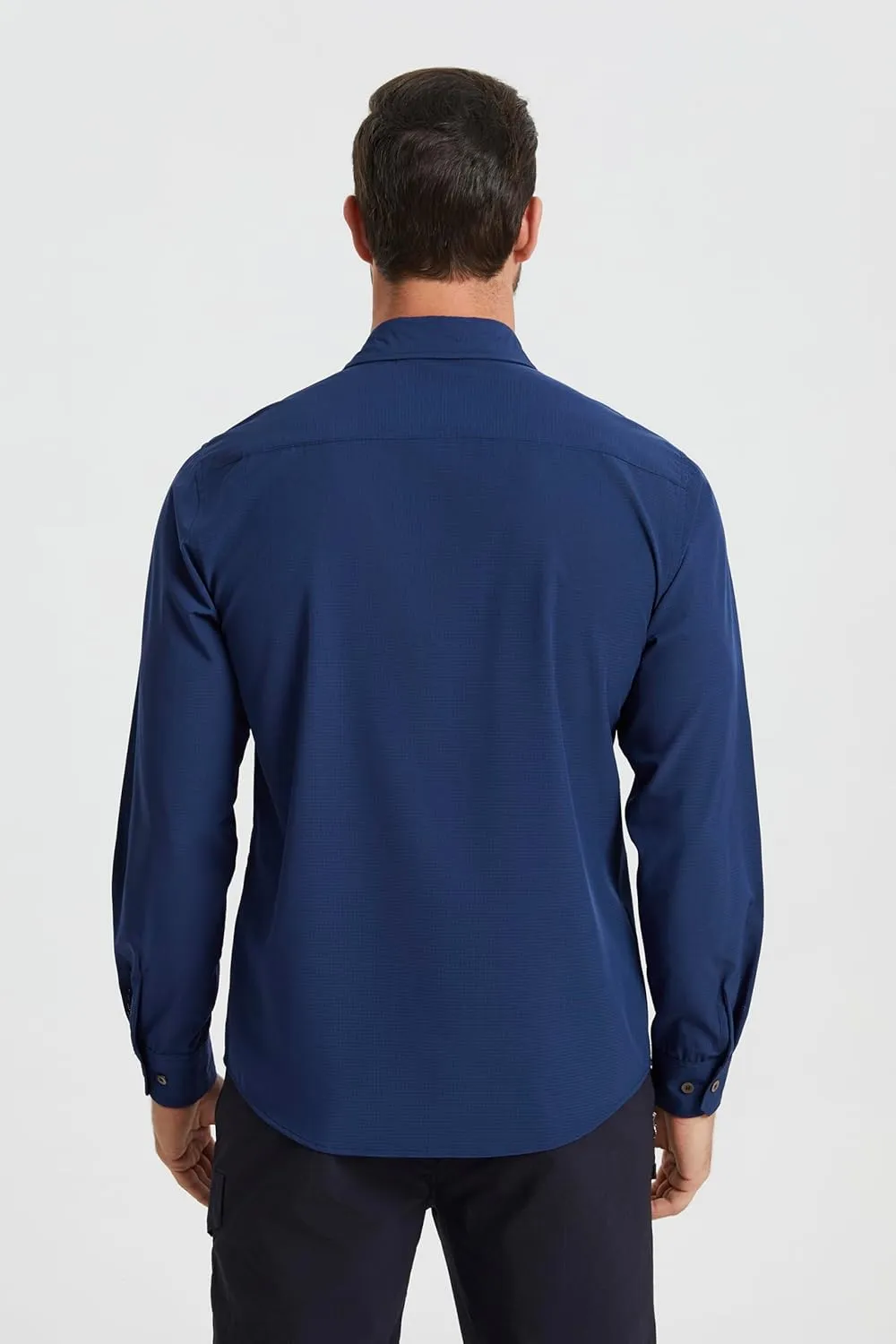 Mens Fishing Shirts Long Sleeve UPF 50  Sun Protection Quick Dry Cooling Hiking Travel Button Down Shirt Roll Up Sleeve
