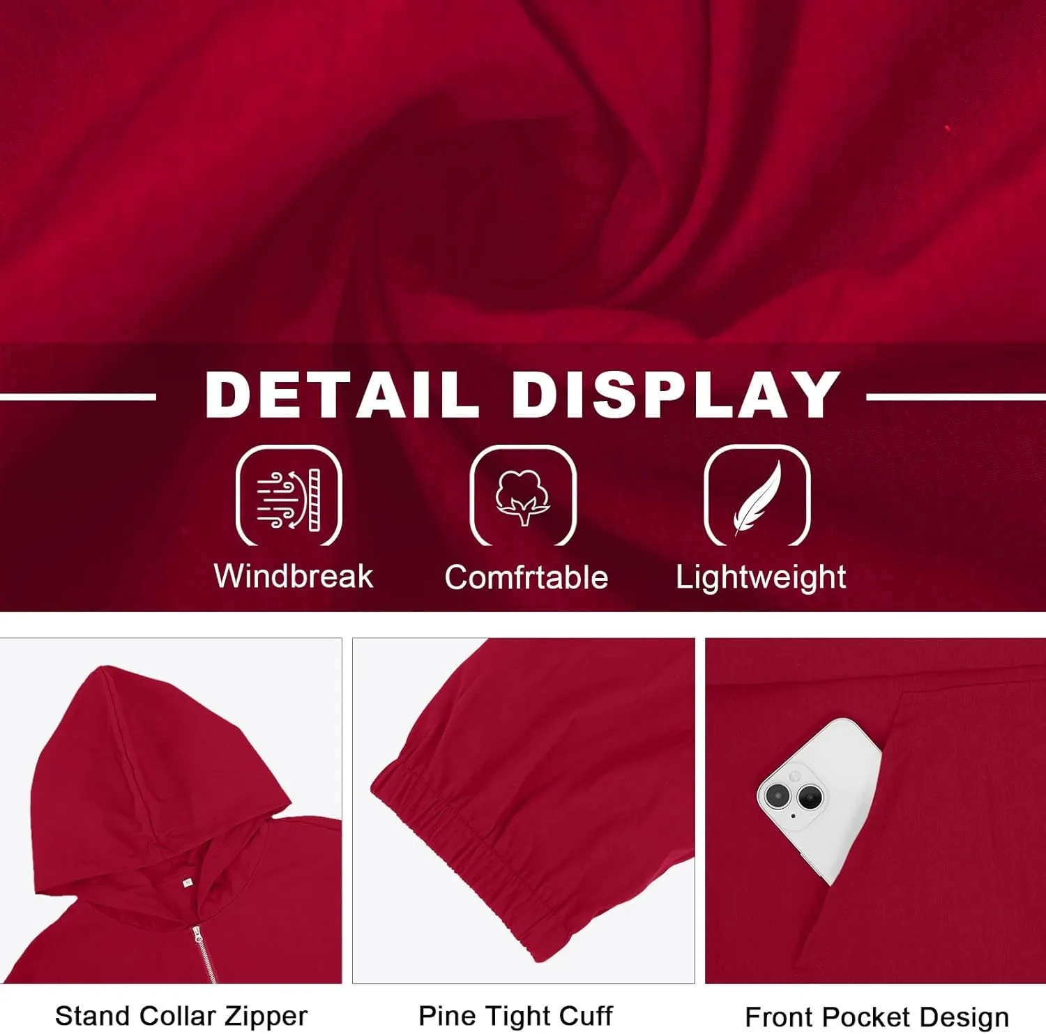 Men's Quarter Zip Sweatshirts Track Jackets Windbreaker Casual Pullover Lightweight Pockets Cycling Golf for Men With Hood