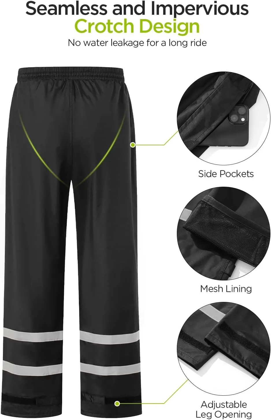 Mens Rain Suits with Air Vents Reflective Waterproof Rain Gear Breathable Jacket Pants for Work Golf Fishing Hiking