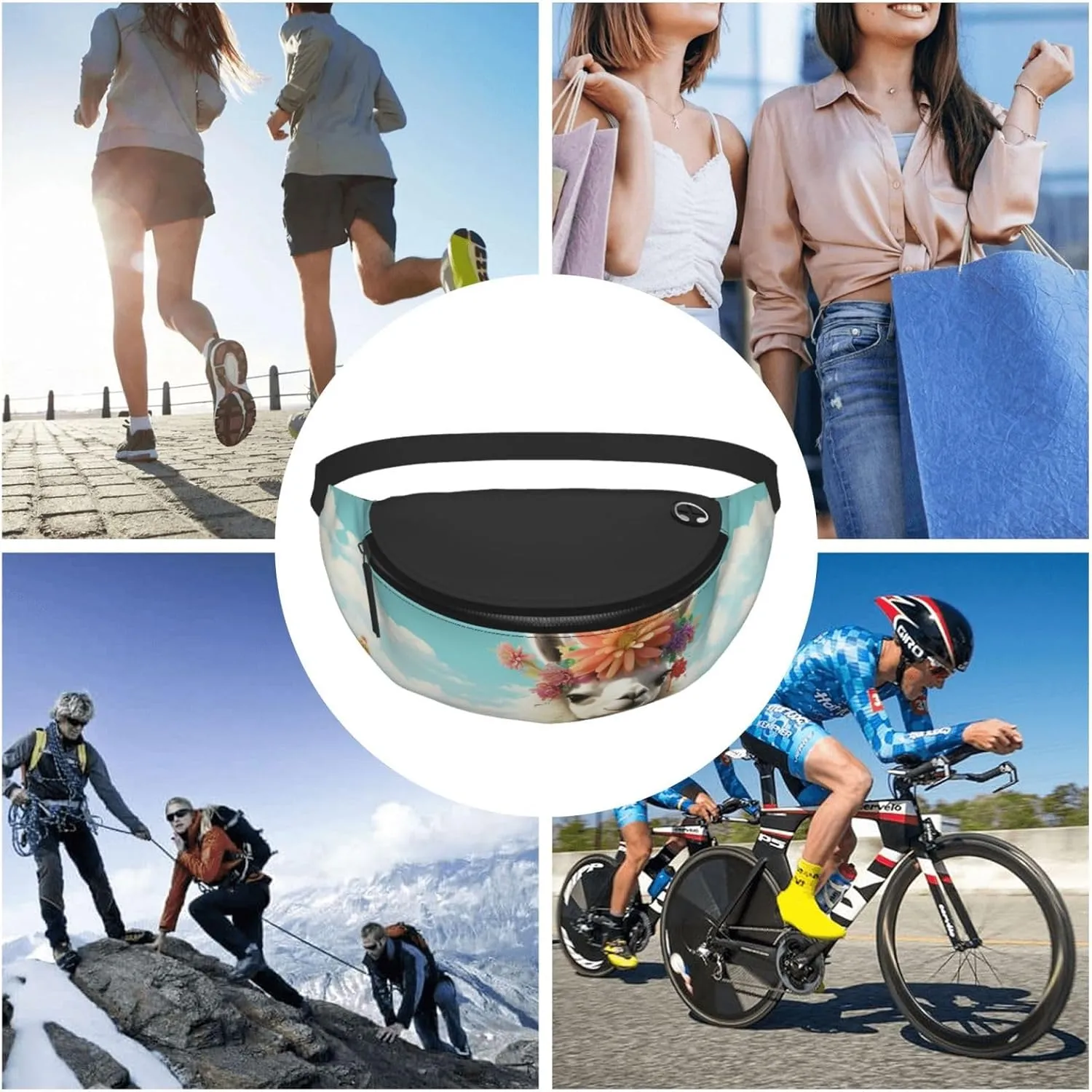 Mexican Llama Cactus Fanny Pack for Man Women Waist Bag Adjustable Belt Casual Chest Bag Bum Bags for Travel Sports Running Hiking Waist Packs