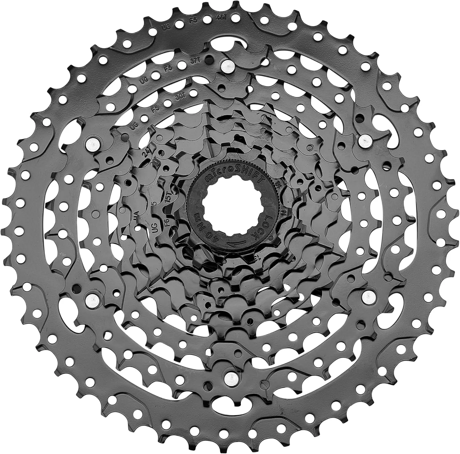 Microshift | Advent Cassette | 9 Speed | 11-46T | ED Black | Hardened Steel Cogs