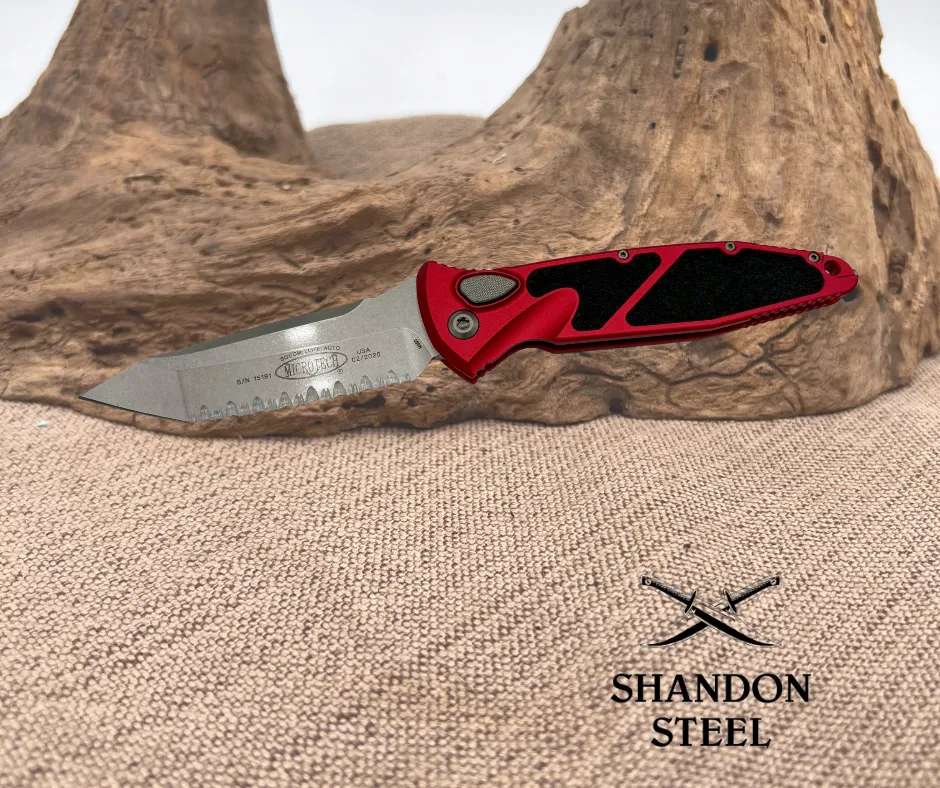 Microtech 161A-12 RD SOCOM ELITE AUTO T/E STONEWASH FULL SERRATE RED