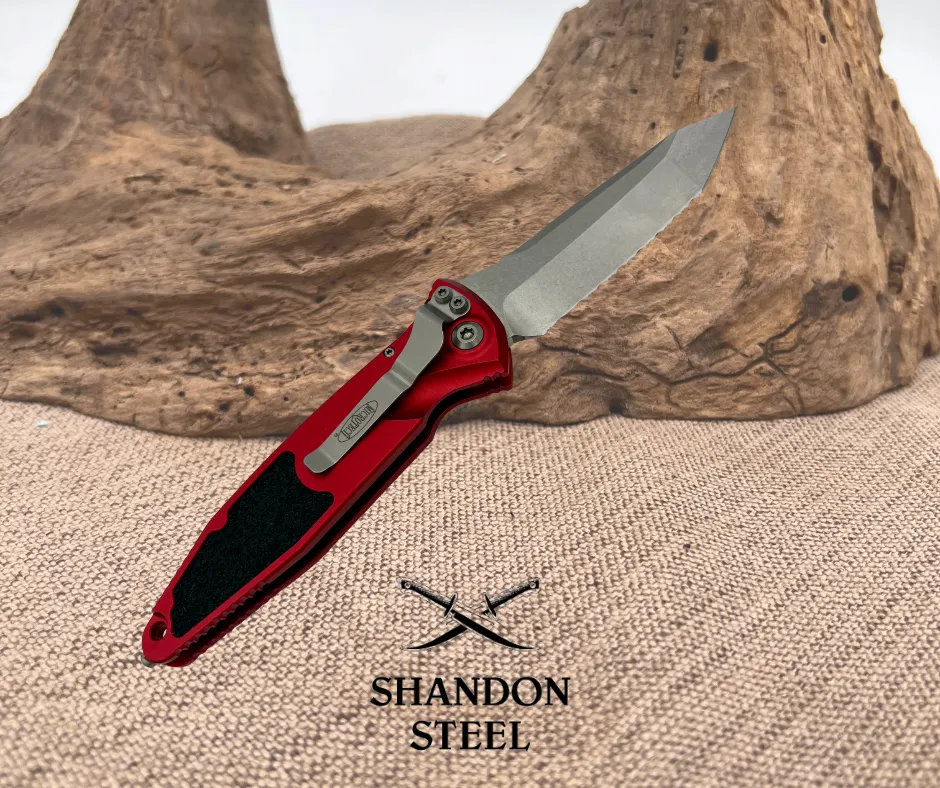 Microtech 161A-12 RD SOCOM ELITE AUTO T/E STONEWASH FULL SERRATE RED