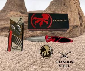 Microtech 161A-12 RD SOCOM ELITE AUTO T/E STONEWASH FULL SERRATE RED