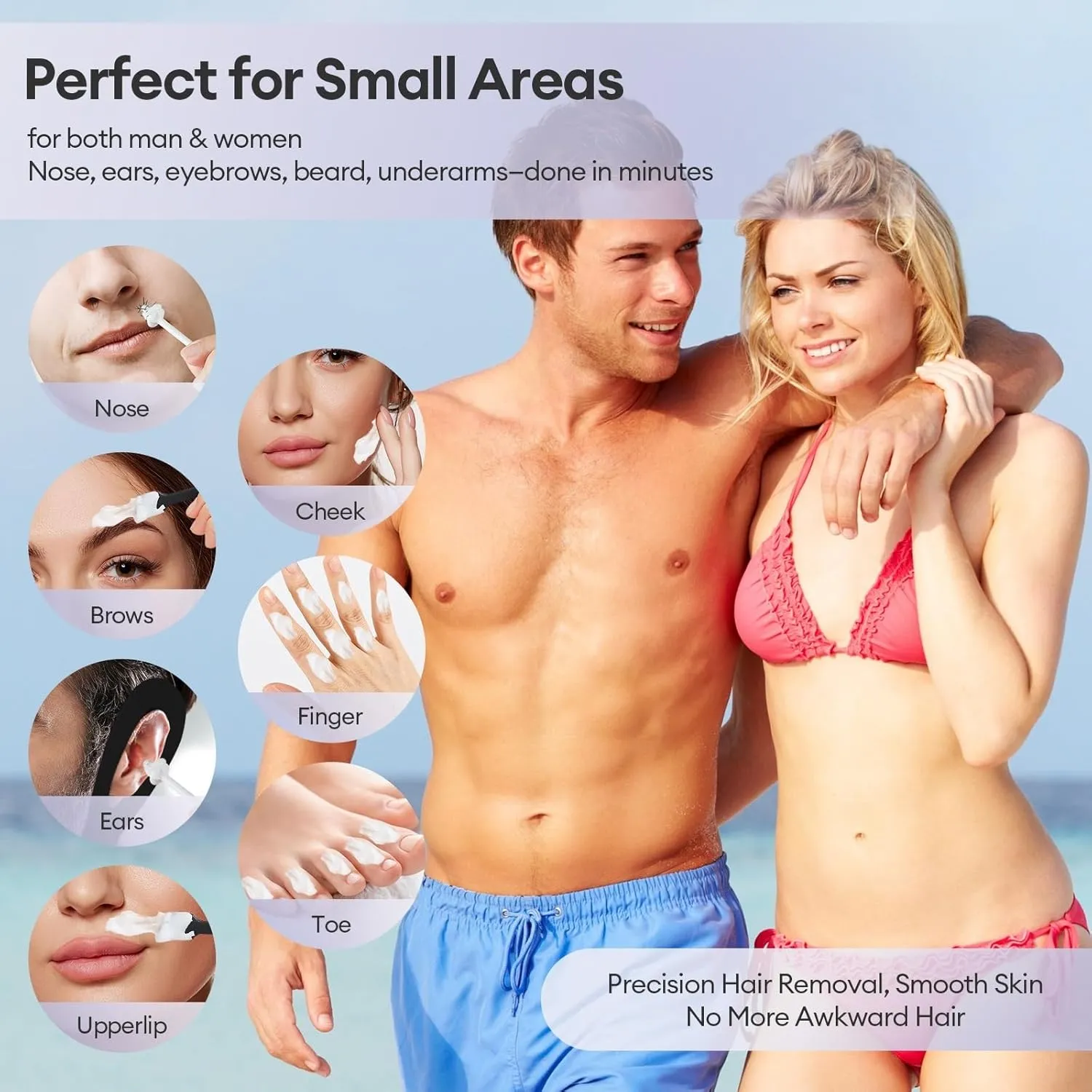 Mini Nose Wax Kit For Men&Women,Electric Nose Ear Eyebrow Small Area Hair Removal,40g Bigger Capacity with 100g Wax,30 Applicators, More Silicone Accessories,2 Bowls 3 Sticks 1 Ear Protector