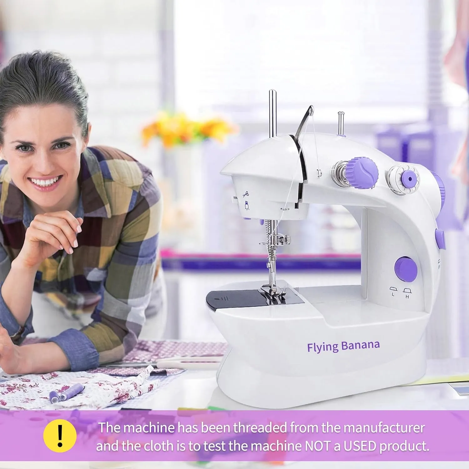 Mini Sewing Machine for Beginners-Maquina de Coser, Easy Automatic Sewing Machine with Extension Table, Household Electric Portable Sewing Tool with Sewing Kit, Small, for All Age, Kids or Adults