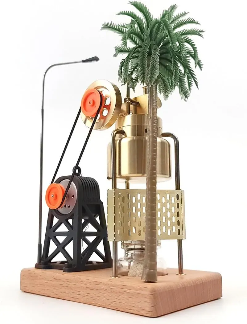 Mini Steam Engine Model, KACIO FD-6 Mini Three-Legged Vertical Swing Steam Engine Model with Boiler Steam Power Generating Units