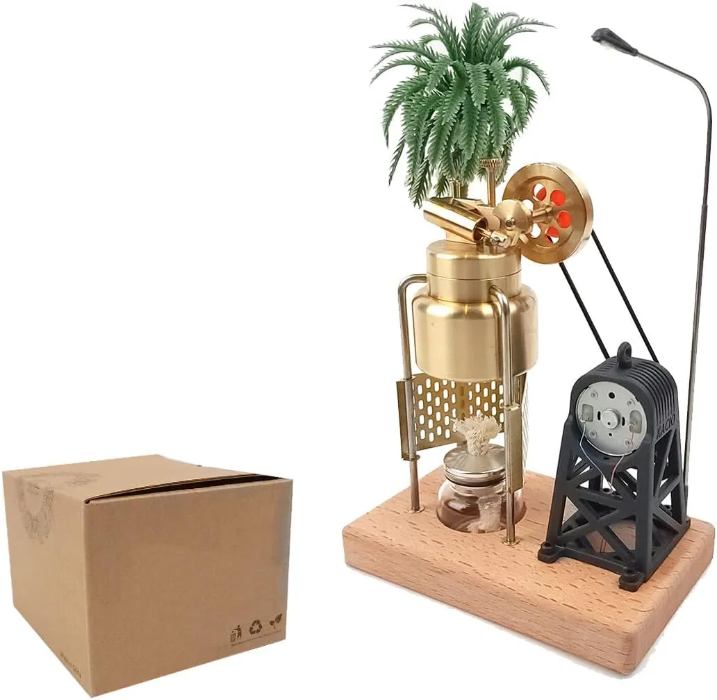 Mini Steam Engine Model, KACIO FD-6 Mini Three-Legged Vertical Swing Steam Engine Model with Boiler Steam Power Generating Units