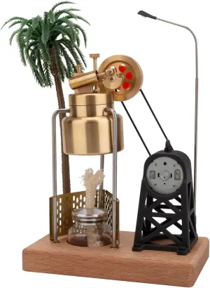 Mini Steam Engine Model, KACIO FD-6 Mini Three-Legged Vertical Swing Steam Engine Model with Boiler Steam Power Generating Units
