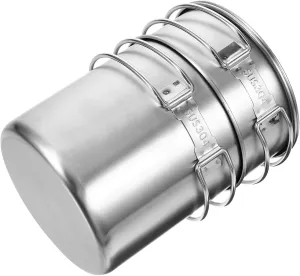 Mipcase Camping Mug Lid Set Collapsible Coffee Cup for Hiking Camping Outdoor Water Cup Stainless Steel Mugs Handle