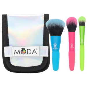 MODA Minis 7pc Jelly Mini Makeup Brush Kit – Travel-Size Vegan Brushes with Jelly-Inspired Handles for Face & Eyes