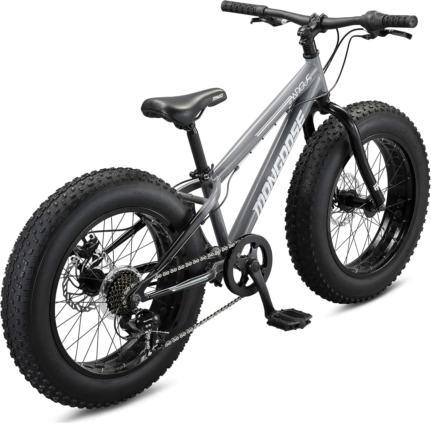 Mongoose Argus ST & Trail Fat Tire Mountain Bike for Adult Youth Men Women, 20 to 26-Inch Wheels, Mechanical Disc Brakes, Steel or Aluminum Frame and 7 or 16-Speed Options