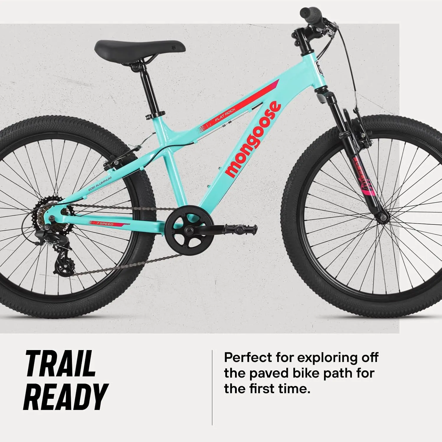 Mongoose Flatrock 21-Speed Hardtail Mountain Bike, 24 to 29-Inch Wheels, for Men Women Boys and Girls, Front Suspension, 14.5 to 18-Inch Aluminum Frame Options