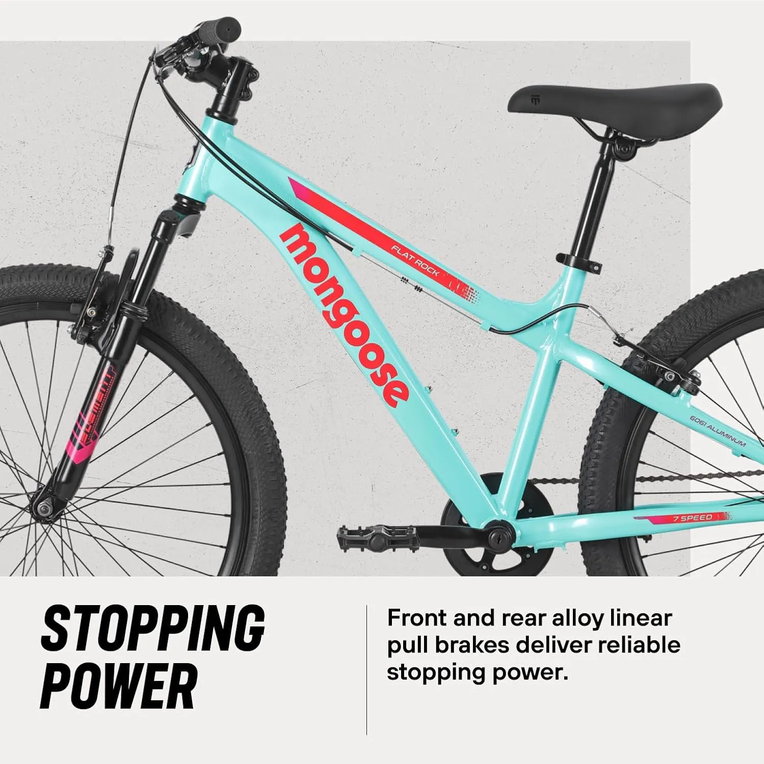 Mongoose Flatrock 21-Speed Hardtail Mountain Bike, 24 to 29-Inch Wheels, for Men Women Boys and Girls, Front Suspension, 14.5 to 18-Inch Aluminum Frame Options