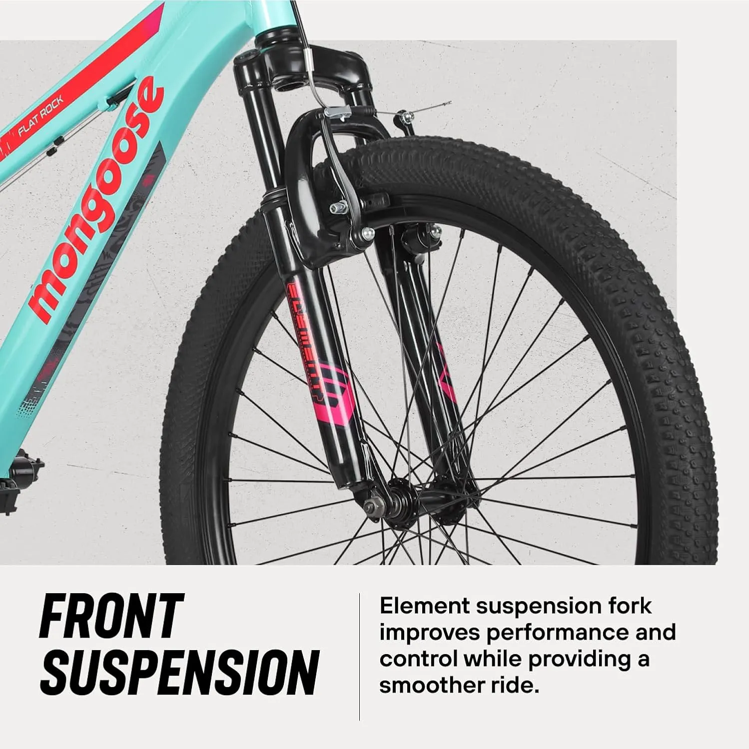 Mongoose Flatrock 21-Speed Hardtail Mountain Bike, 24 to 29-Inch Wheels, for Men Women Boys and Girls, Front Suspension, 14.5 to 18-Inch Aluminum Frame Options