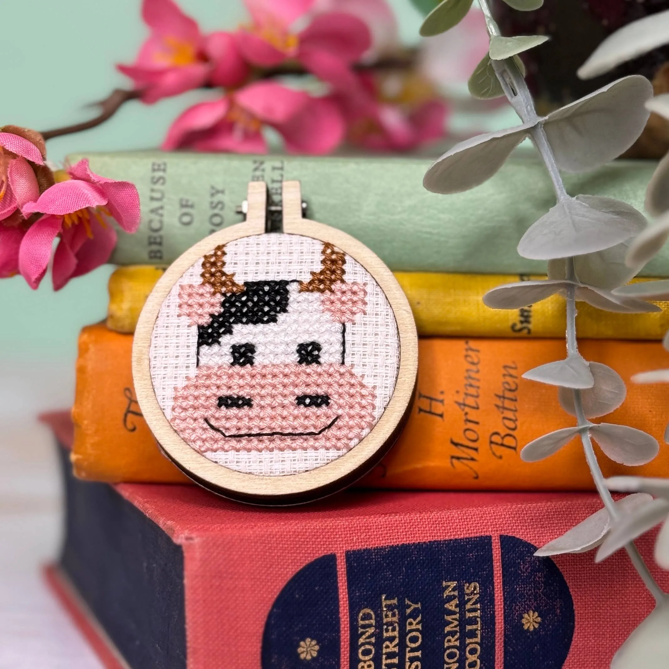 'Moody Cow' Mini Matchbox Cross Stitch Kit