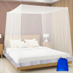Mosquito Net for Bed, Large White Bed Canopy for Girls, Ideal for Bedroom Decorative, Travel with Storage Bag, Carrying Pouch and Hanging Kit, Camping Mosquito Net, White