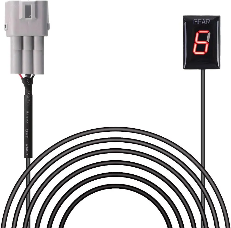 Motorcycle Gear Indicator for Suzuki, Waterproof Red LED Gear Indicator for Suzuki, Motorcycle Led Display Shift Lever Sensors, Plug & Play (Red)