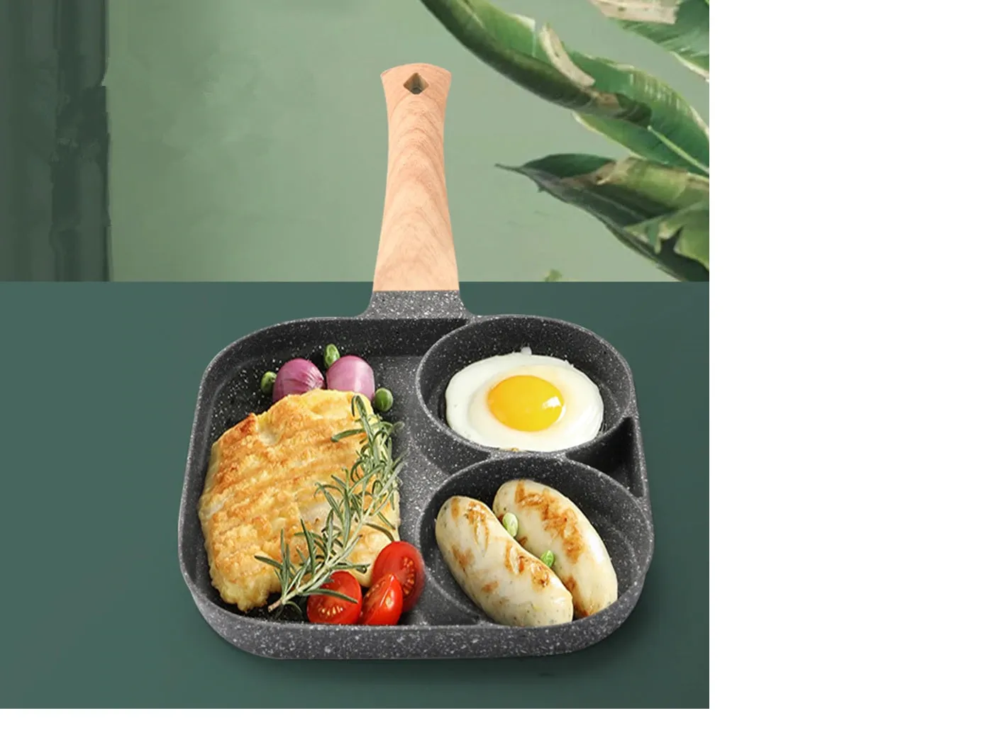 Multi-Egg Frying Pan 4 Section Non-stick Frying Pan Breakfast Skillet Cookware