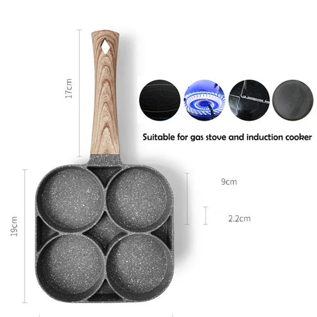 Multi-Egg Frying Pan 4 Section Non-stick Frying Pan Breakfast Skillet Cookware