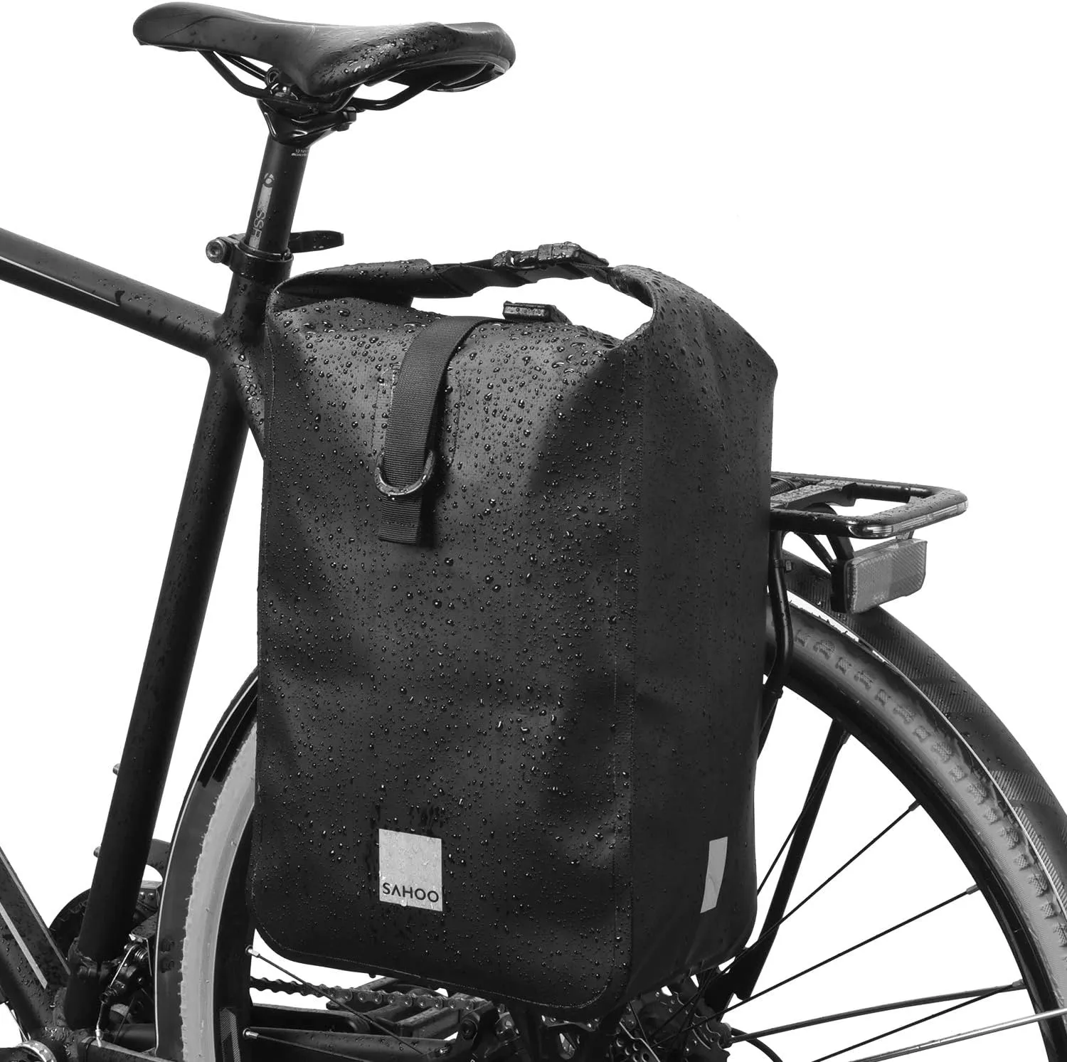 Multifunctional Cycle Bike Rear Seat Trunk Bag Large acity Sports Pouch Rack Panniers Shoulder Handbag Reflective Rear Bag MTB Road Bike Bag Waterproof Storage Bag Bike
