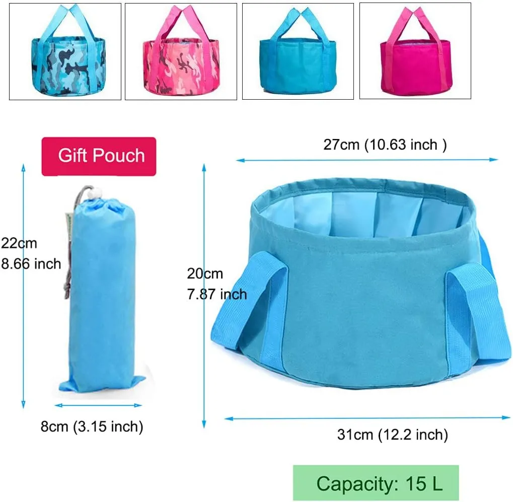 Multifunctional Folding Collapsible Wash Basin Pot Portable Travel Outdoor Bucket for Camping Hiking Travelling Fishing Washing Laundry