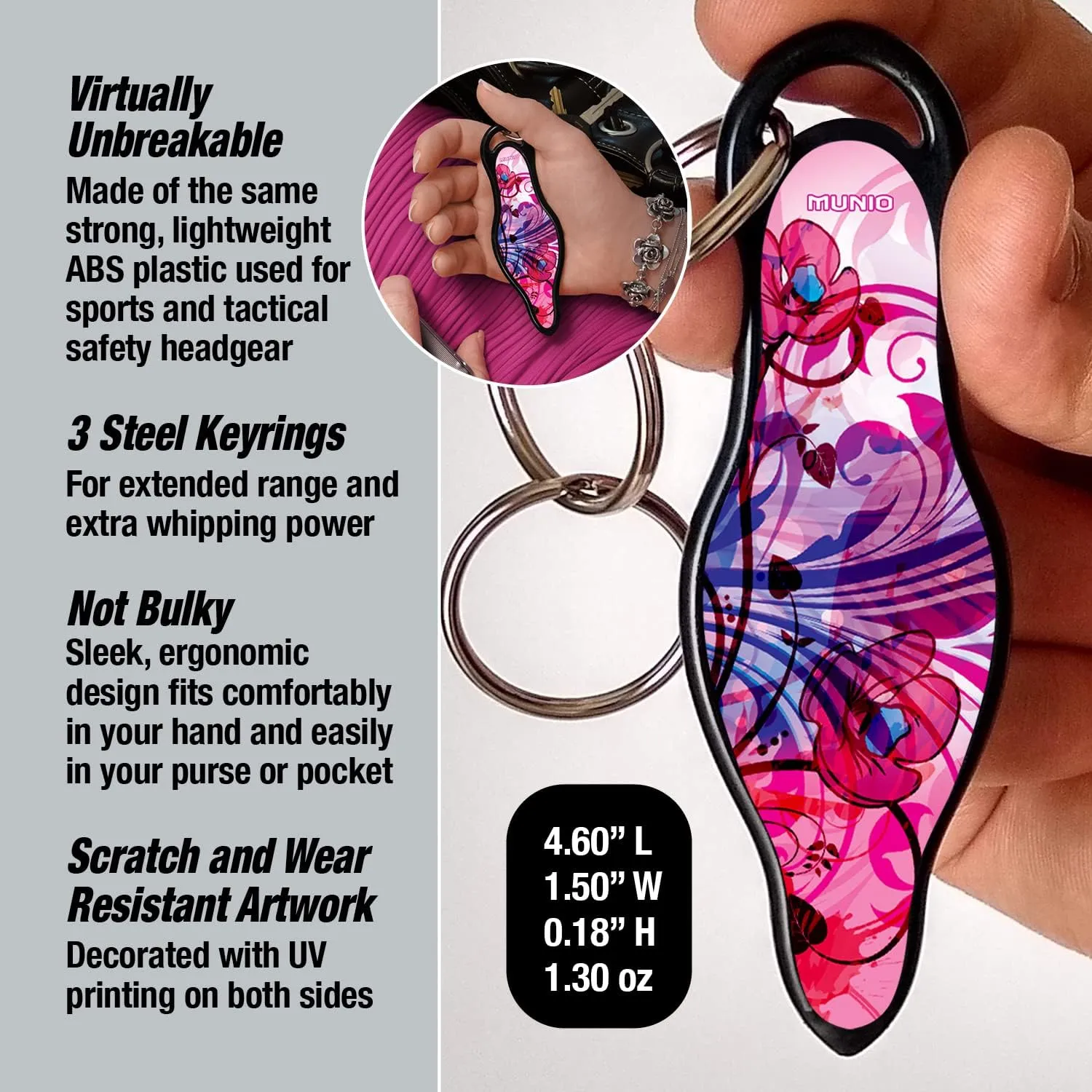 MUNIO Original Self Defense Keychain Kit - Self Protection Personal Safety Essentials, Portable Defense Kubotan