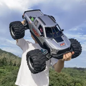 MX-07 1/7 27-inch Large Desert RC Off-Road Vehicle 4WD Brushless Electric 80KM/H Racing Car Truck Double Battery Remote Control Car Adult and Adolescent Model Gift RTR (Silver)