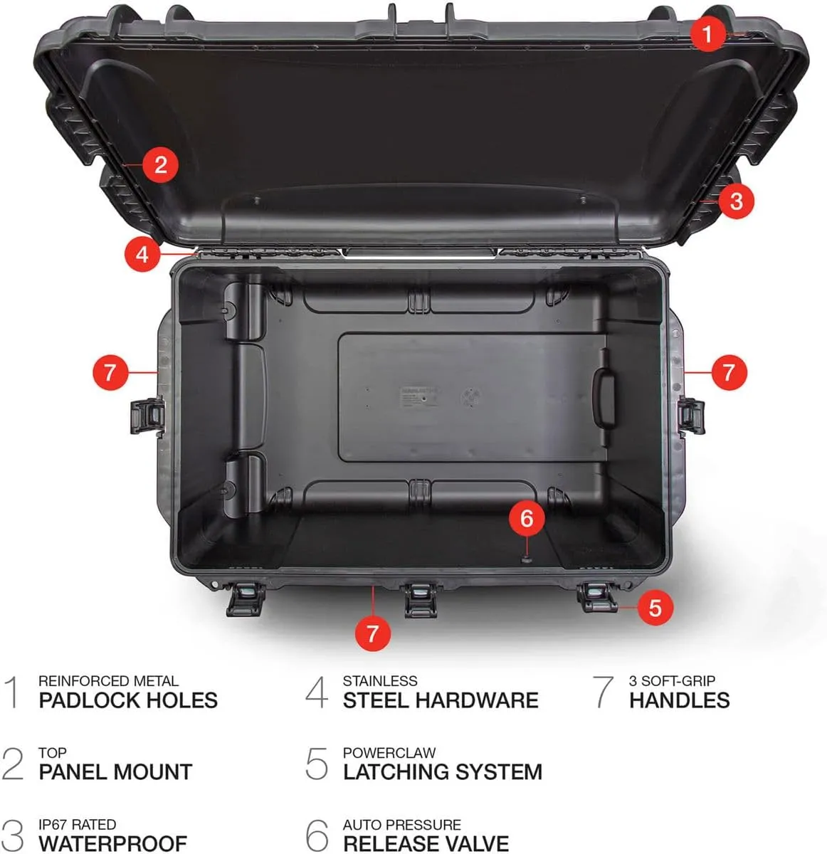 NANUK Wheeled Series 965 Lightweight NK-7 Resin Waterproof Hard Case without Foam Insert, Black