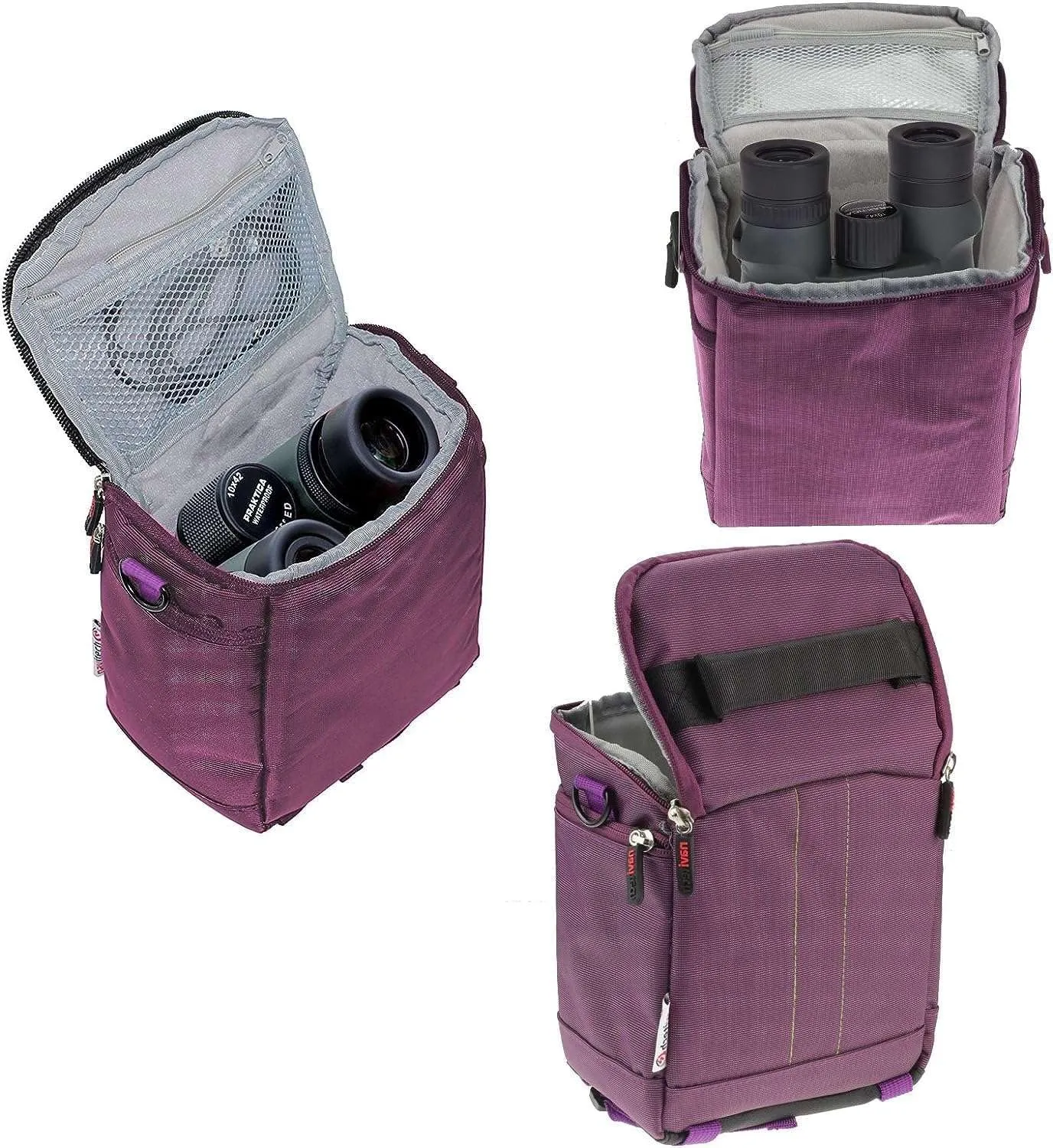 Navitech Purple Protective Portable Handheld Binocular Case Travel Bag - Compatible With Nocs Provisions Standard Issue 8x25 Waterproof Binoculars