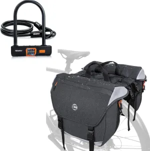 NDakter Panniers Bike Bags Waterproof Expandable to 35L Bicycle Rear Rack Bag, Double Bicycle Trunk Bag with Reflective Trim, E-Bike Accessories for Commuting Travel Cycling Storage