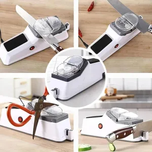 New 4 in 1 Electric Knife Sharpeners Tool | USB Charging Sharpener for Knives Sharpening & Polishing | Portable Automatic Knife Sharpener Tool | Professional Electric Knife Sharpener for Home
