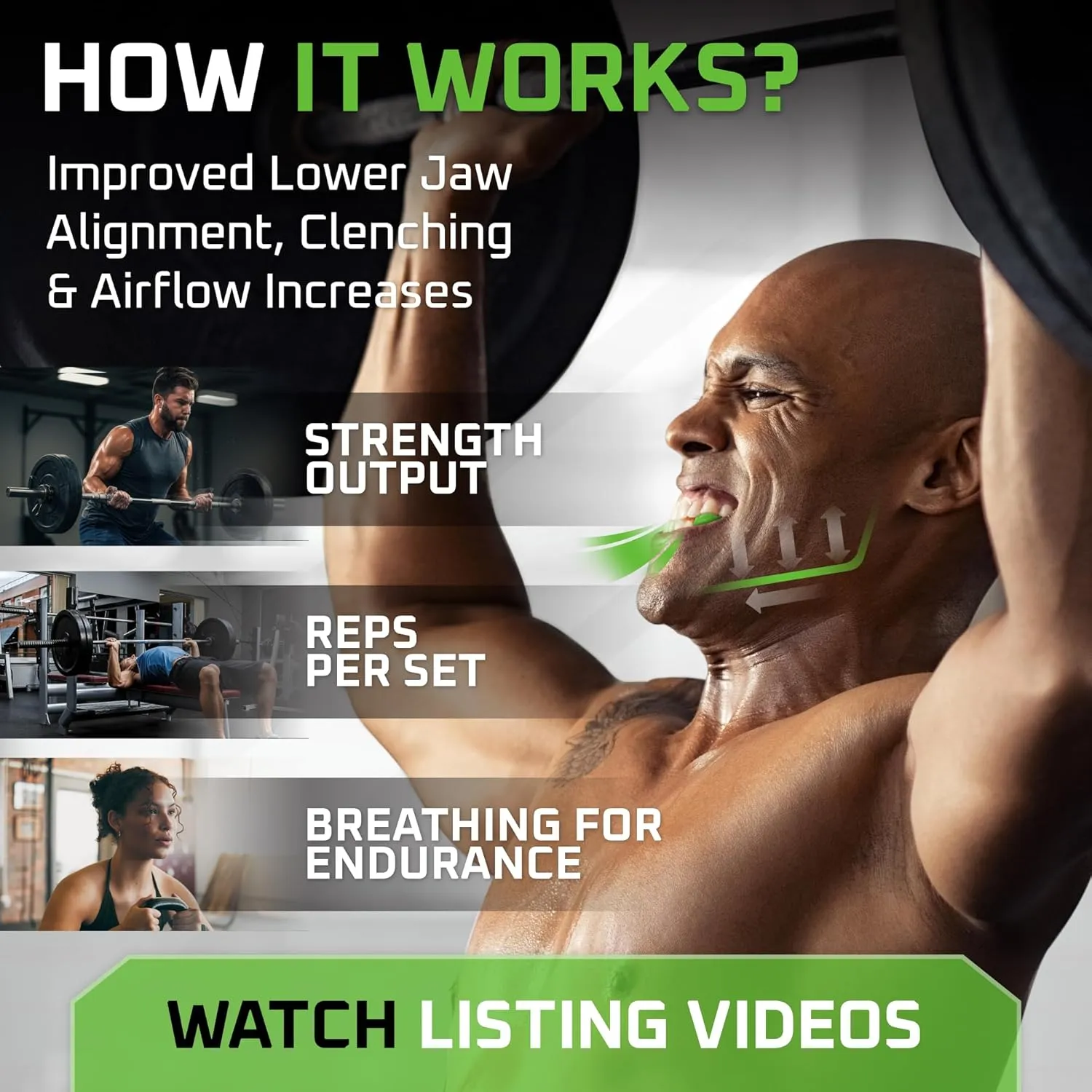 New Age Performance 6DS Weightlifting Mouthpiece, Increase Strength & Reps for Lifting, Powerlifting, Strongmen, Bodybuilding, Calisthenics, Workout Accessory, Fitness Gear (Black)