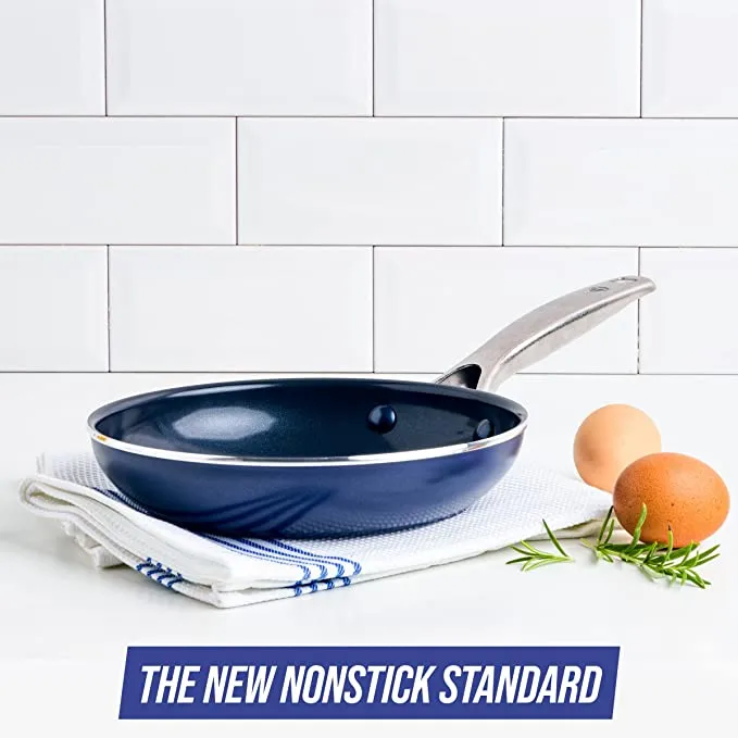 New Blue Diamond Cookware Diamond Infused Ceramic Nonstick 8" Frying Pan Skillet, PFAS-Free, Dishwasher Safe, Oven Safe, Blue