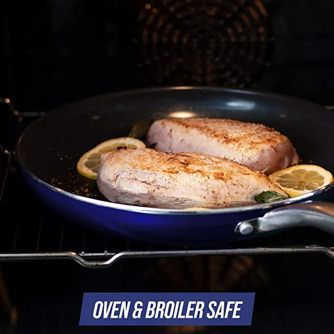 New Blue Diamond Cookware Diamond Infused Ceramic Nonstick 8" Frying Pan Skillet, PFAS-Free, Dishwasher Safe, Oven Safe, Blue