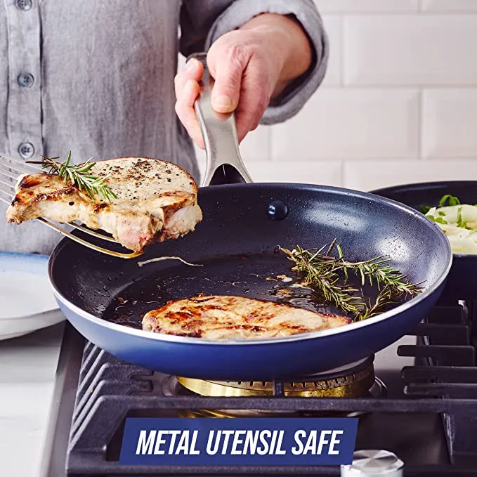 New Blue Diamond Cookware Diamond Infused Ceramic Nonstick 8" Frying Pan Skillet, PFAS-Free, Dishwasher Safe, Oven Safe, Blue