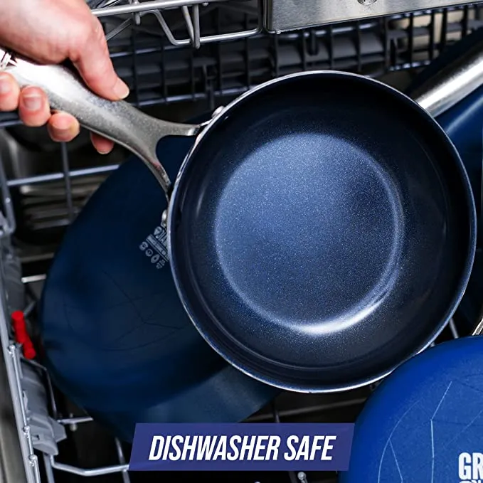 New Blue Diamond Cookware Diamond Infused Ceramic Nonstick 8" Frying Pan Skillet, PFAS-Free, Dishwasher Safe, Oven Safe, Blue