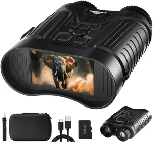 Night Vision Goggles, 4K Night Vision Binoculars for Adults, 3'' HD Screen & 8X Digital Zoom External Flashlight, 2000FT Viewing Range for Outdoor Hunting Camping and Wildlife Observation
