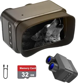 Night Vision Goggles - 4K Night Vision Binoculars for Adults, 4X Digital Zoom 5X Optical Fixed Focus, with 3'' HD Large Screen and 32GB Memory Card, for Camping